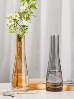 MUJI High-end rose vase French glass small-caliber living room flower arrangement Nordic mini hydroponic flower decoration