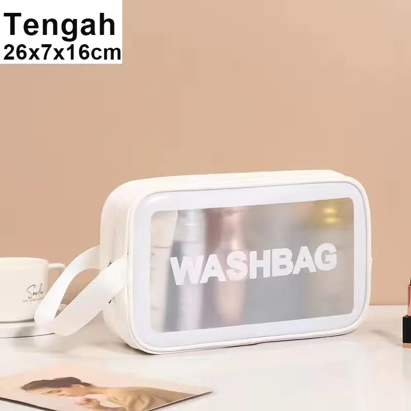 Jual [ Clear Medium ] Tas Kosmetik Transparan Tempat Makeup - Kota