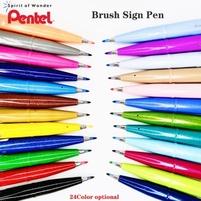 Japan PENTEL Touch Color Soft Head Pen Brush SES15C Hand Account Greeting Card Flower Body Thickness Controllable Art Stationery