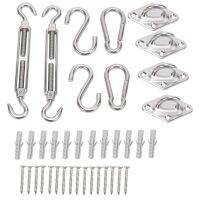 42 Pcs Shade Sail Hardware Kit Stainless Steel Hardware Kit for Triangle Square Rectangle Sun Shade Sail Installation