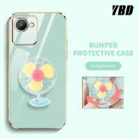 YBD เคสโทรศัพท์แบบเรียบง่ายหรูหราสำหรับ OPPO Realme C30 C30S Realme Narzo 50i Prime นายกสเตอริโอพัดหลากสีที่หมุนได้คลุมทั้งหมดเคสกันกระแทกกล้อง