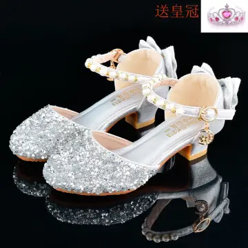 little girl silver high heels