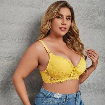 Fashion Deep Cup Bra, Plus Size Front Buckle Push Up Wireless Bra Women  Full Coverage Seamless Bras (Color : K, Size : 46/105)