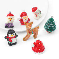 2ชิ้น/ถุงต้นคริสต์มาส Snowman Figurines Elk Santa Claus เครื่องประดับ Moose สำหรับ DIY สร้อยข้อมือต่างหูเครื่องประดับทำจี้