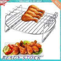 Multi-purpose Double Layer Air Fryer Rack Accessories with 4 Skewers Compatible with HD 9904 9220 9233 9641 9646