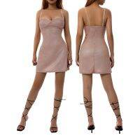 【HOT】❒ Female Glitter Dress Sleeveless Spaghetti Hip Dresses Wear for Women S/M/L