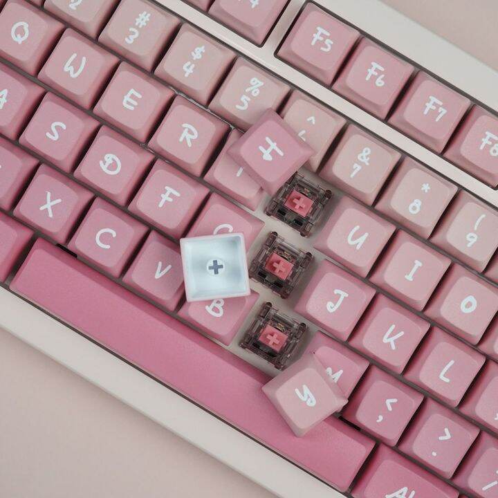 127-keys-pbt-ข้อความเหมือนกับ5ด้านย้อมย่อยสีชมพูซากุระ-xda-รายละเอียดหมวกที่สำคัญสำหรับเชอร์รี่-gateron-mx-สวิทช์วิศวกรรม-gamer-แป้นพิมพ์