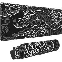 ▦✆  Black And White Japanese Waves Mouse Pad Gamer XL Custom Home HD Mousepad XXL keyboard pad Office Non-Slip Computer Mouse Mats