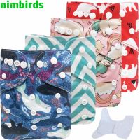 Baby Reusable Cloth Diaper Waterproof Printed Diapers One Size Pocket Baby Nappies Suede Cloth Inner Diaper Cover For 3-15Kg