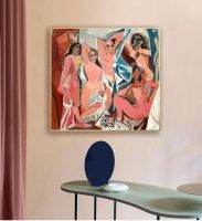 Hanxuelioo Les Demoiselles Dhoongen โดย Picasso ผ้าใบภาพวาดงานศิลปะทำซ้ำโปสเตอร์ภาพผนังศิลปะสำหรับห้องนั่งเล่นตกแต่ง