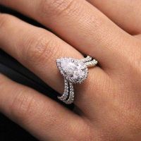 [COD] Cao Shis cross-border eBay hot high-end exquisite drop-shaped ladies ring full of diamonds and micro-inlaid zircon creative