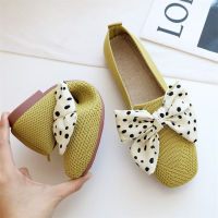 Knit Single Shoe For Women 2022 Spring/Summer Fashion Soft Bottom Bow Fairy Style Fly Woven Large Size Bean Shoes