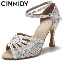 CINMIDY ผู้หญิงรองเท้าเต้นรำละตินกับ Rhinestone Tango Salsa Dance รองเท้าสุภาพสตรีรองเท้าผู้หญิงรองเท้าแตะงานแต่งงาน Shoes