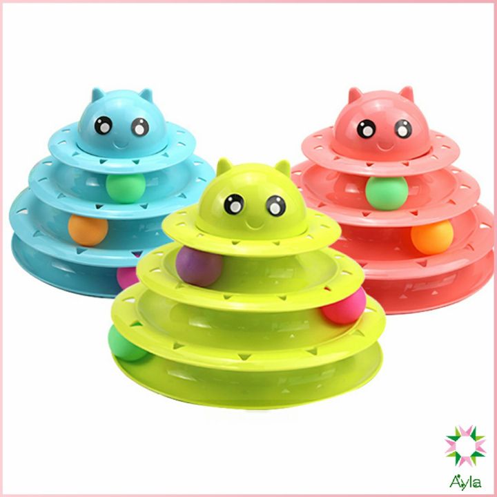 ayla-รางบอล-ตาโต-ของเล่นแมวทรงโดม-รางบอล-4-ชั้น-cat-play-plate