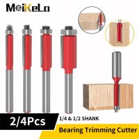 【LZ】 Meikela 2/4pcs Milling Cutter 6/6.35mm Wood Carving Double Bearing Trimming Cutter Woodworking Engraving Straight Router Drill