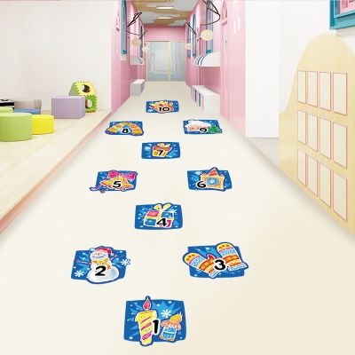 [COD] ZSZ3009 digital jumping grid creatively kindergarten childrens room living decorative wall stickers