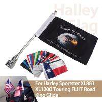 Motorcycle Flag Rear Mount Luggage Rack For Harley Sportster XL883 1200 48 72 Touring FLHT Road King Glide Fender Side Pole