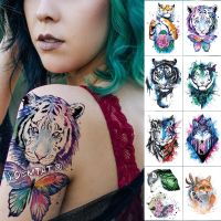 【YF】 1 Sheet Animal Fake Tattoo Sticker Wolf Tiger Fox Cool Temporary Waterproof Body Art Tatoo Colored Draw For Women Men