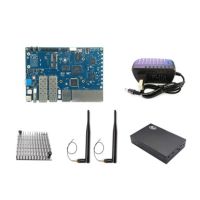 For Banana PI BPI R3+Case+Geat Sink+Antennas+Power MT7986 2G+8G EMMC 2 SFP 2.5GbE 5GbE Router Development Board PCB + Metal Set EU Plug