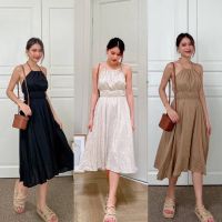 Goddessshop Linen dress ชุดเดรสลินินผูกคอ #8934