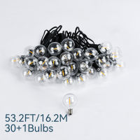 9.6M 16M LED String Light Outdoor Waterproof Shatterproof G40 Fairy String Lights Patio Wedding Christmas Garland Lights