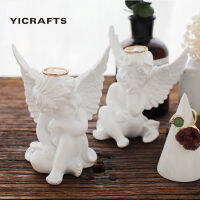 Yicrafts 2 ชิ้นสไตล์นอร์ดิกปูนปลาสเตอร์แองเจิลตุ๊กตายืนแสดง, ทองเครื่องประดับยืน, ยืนแสดงเครื่องประดับ, ต่างหูแหวนยืนแสดง