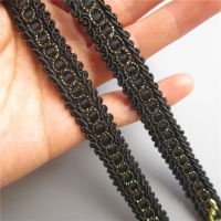 5 Meters Curve Cotton Lace Trim Centipede Braided Ribbon Gold Fabric Clothes Sewing Supplies Craft Accessories Width 15mm Black Fabric  Material