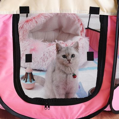 ▫♀◄ Cat Tent Portable Folding Cat Fence Kennel Bed Dog Tent House Cat Delivery Room Pet Octagon Cage Enclosure Large Space M Size