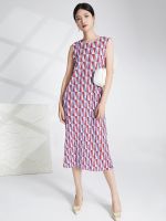 Summer dress skirt in the high-end temperament sleeveless long pencil printed miyake fold minimalist wind