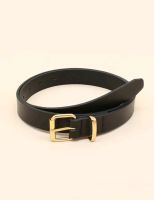 Square Buckle Belt เข็มขัดแฟชั่น PU เข็มขัดหัวเหลี่ยม สีดำ (ส่งจากไทย)