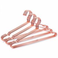 10Pcs Rose Copper Gold Metal Clothes Shirts Hanger with Groove, Heavy Duty Strong Coats Hanger, Suit Hanger