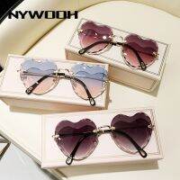 [Fine Jewelry] NYWOOH Love Heart Shaped แว่นตากันแดดผู้หญิงหรูหรา Rimless Gradient แว่นตากันแดดสีชมพูสุภาพสตรี Frameless Shades แว่นตา UV400