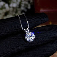 2ct Lab Diamond Solitaire สร้อยคอจี้เงินแท้925 Choker สร้อยคอผู้หญิงเงิน925เครื่องประดับพร้อมกล่อง Chain