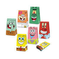 【cw】12Pcs Sponge-Bob Paper Gift Bag Party Decorations Sweet Candy Packaging Bags Birthday Party Supplies ！