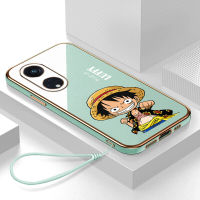 เคส OPPO Reno8 T Case Cartoon Luffy เคสหรูหรา 6D ชุบซิลิโคนอ่อนนุ่มกรอบสี่เหลี่ยม Shiny Bling ฝาหลัง