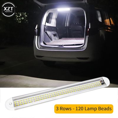 【CW】12-85V 120LED Car Interior Light Strip Bar Lamp Van Bus Caravan On/Off Switch 12W Car Trunk Lamp Led Luggage Compartment Light