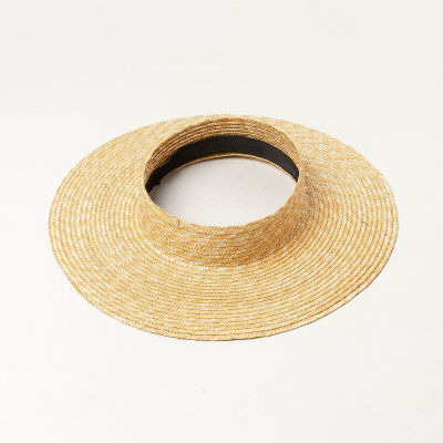 Wholesale High Quality Natural Straw Visor Hats Women Wide Brim Empty Top Hat Cooling UV Shade Beach Hat holiday Gifts S1187