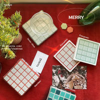 [ Tilengle ] ถาดปูน Merry christmas (ถาดปูนสี่เหลี่ยม) - Tile coaster/tray, ที่รองแก้ว ขนาด 10x10 cm. และ 11x11 cm.