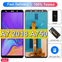 หน้าจอ A750คุณภาพ AAA + สำหรับ Samsung A7 2018ดิสเพลย์ SM-A750F หน้าจอ A750 A750F แผงหน้าจอทัชสกรีนเทปกาวหน้าจอสัมผัส