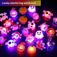 Halloween Glow Rings LED Light Glitter Pumpkin Luminous Finger Bracelet Illuminated Rings Children‘s Toy Gifts Adjustable