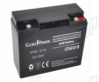 แบตเตอรี่แห้ง Global Power AGM 12V 18AH สำหรับสำรองไฟ UPS ไฟฉุกเฉิน โซล่าเซลล์ Solar cell และอุปกรณ์ไฟฟ้า 12 โวลต์ 18 แอมป เกรด A