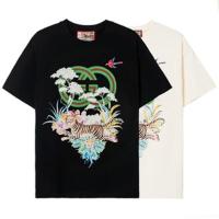 ✎™✻ เสื้อยืดแขนสั้นลําลอง ผ้าฝ้าย พิมพ์ลายตัวอักษร G Flower Bush Tiger สไตล์สตรีท แฟชั่นสําหรับผู้ชาย และผู้หญิง