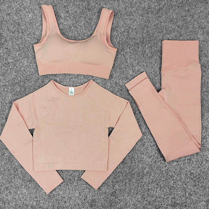 seamless-women-sports-yoga-suit-sports-fitness-leggings-shorts-waistless-bra-tops-long-sleeves-yoga-wear-fitness-wear-activewear