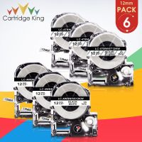 6PK 12mm Label Tape SS12KW ST12KW Black on Clear Cartridge Tape Compatible for Epson KingJim Tepra PRO Label Maker Label Printer