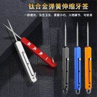 Titanium Alloy Integrated Toothpick Telescopic Tooth Pick Gift Pendant Three-speed Adjustment Portable Multi-function Fruit Pick