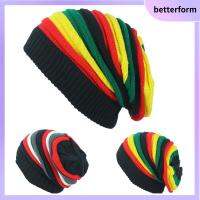 BETTERFORM อบอุ่นและอบอุ่น หมวกถักนิตติ้ง สีรุ้งรุ้ง หนาขึ้น หมวกเบเร่ต์ ของใหม่ เสื้อผ้าแนวสตรีท ฝาปิดกอง ของผู้ชาย