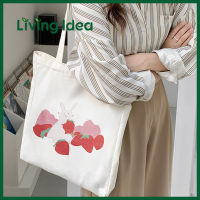 Living idea กระเป๋าผ้ามินิมอล ลายสกรีน ขนาด 34.5x35cm กระเป๋า Tote Bag กระเป๋าผ้า กระถือแฟชั่น