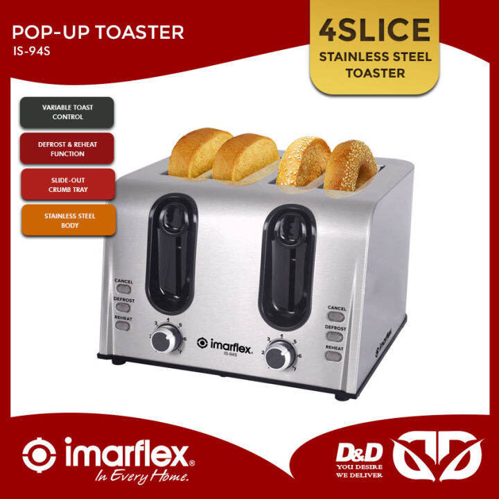 D&D Imarflex IS94S Bread Toaster 4 Slice Pop up Toaster Lazada PH