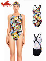 Yingfa new digital printing professional training comition swimsuit female racing quick-drying anti-chlorine women swimwear