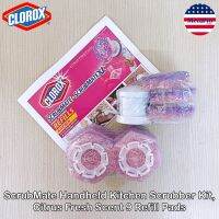 Clorox® ScrubMate Handheld Kitchen Scrubber Kit, Citrus Fresh Scent 9 Refill Pads ฟองน้ำอเนกประสงค์ แปรงฟองน้ำขัด ผสมน้ำยาพร้อมใช้